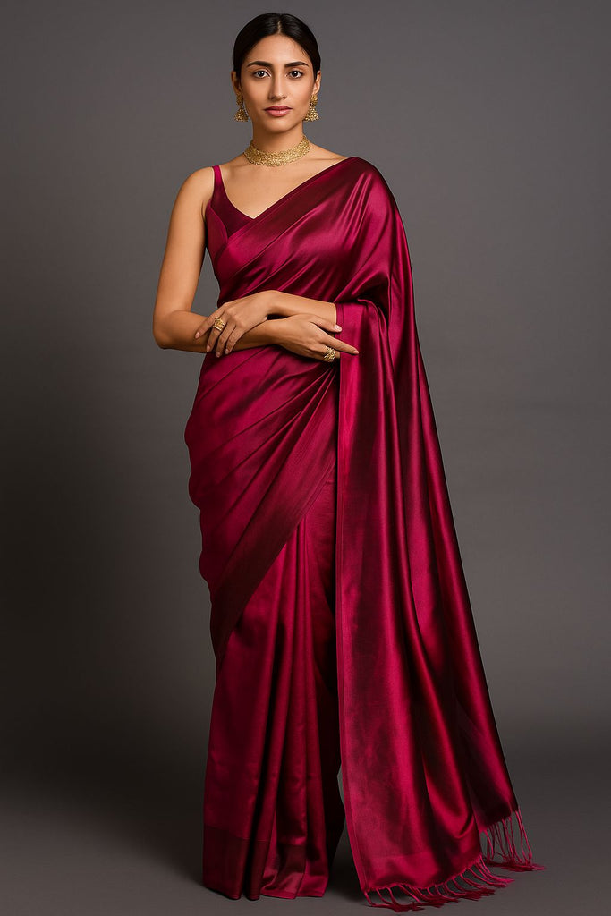 Elegant Tissue Saree with Subtle Shine and Tassel Detailing