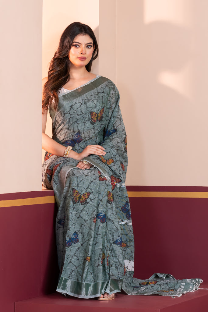 Elegant Linen Jamdani Saree