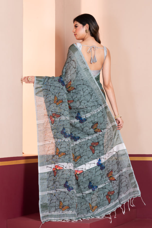 Elegant Linen Jamdani Saree