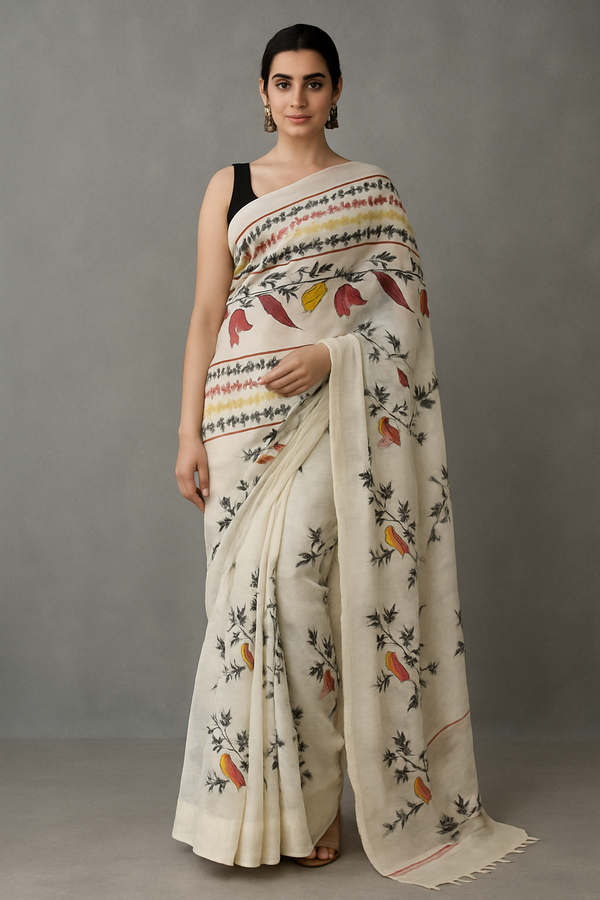 Elegant Linen Jamdani Saree