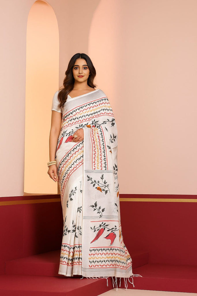 Elegant Linen Jamdani Saree