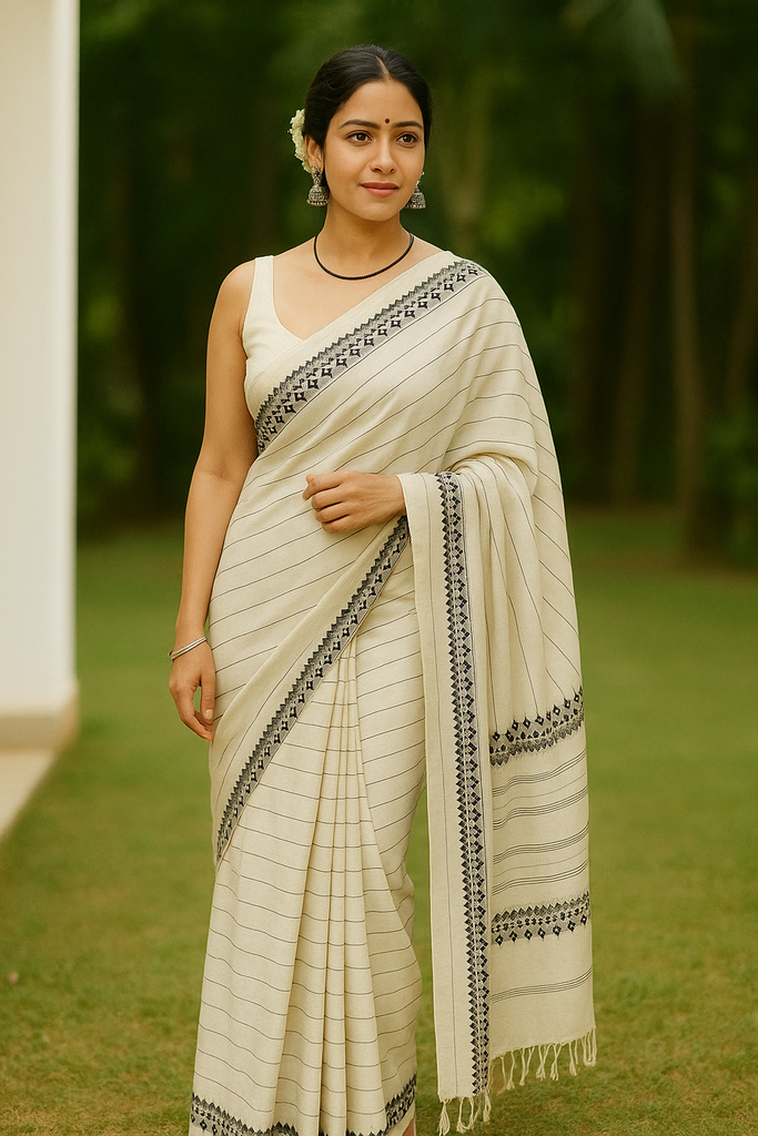 Women’s Pure Chain Khadi Cotton Saree