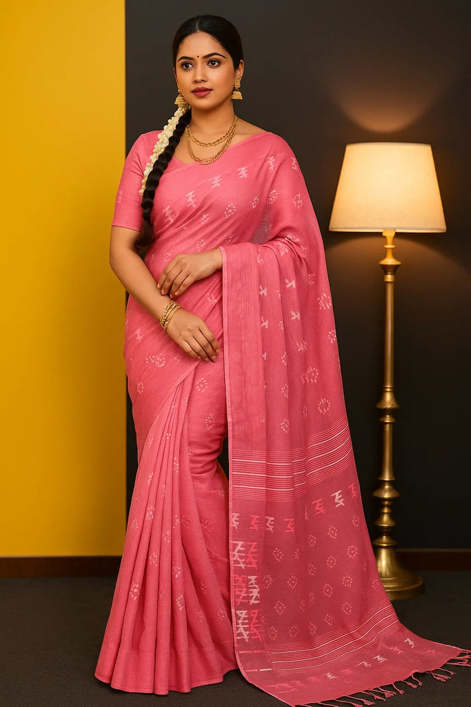 Meadow Glow" – Luxe Handwoven Jamdani Saree