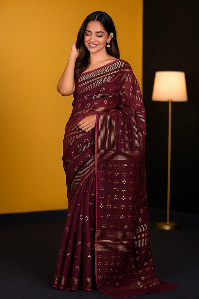 Meadow Glow" – Luxe Handwoven Jamdani Saree