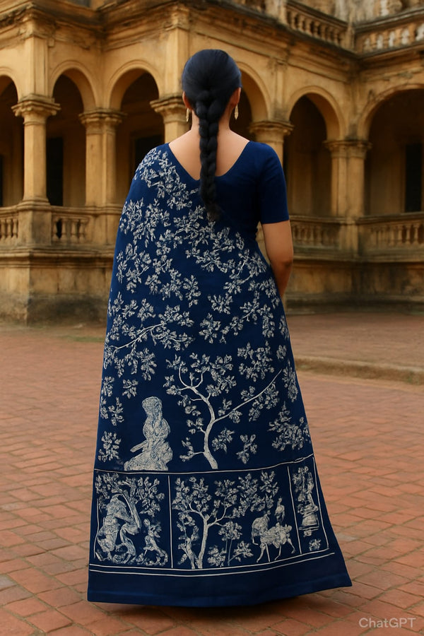 Indigo Rajasthani Print Pure Cotton Saree
