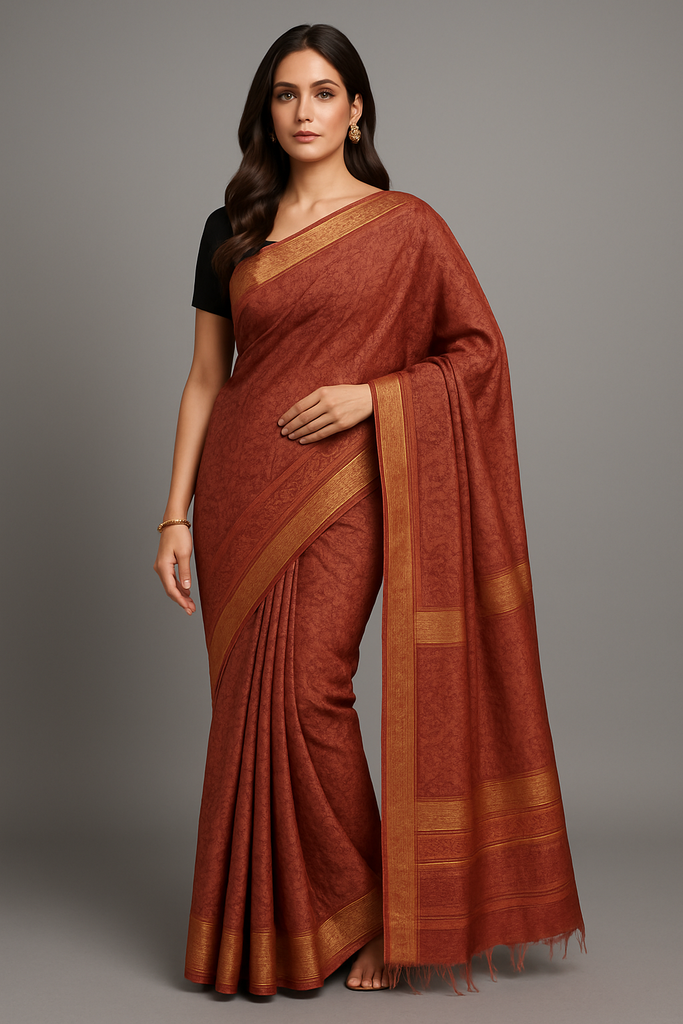 Semi jari par tussar banahpati print