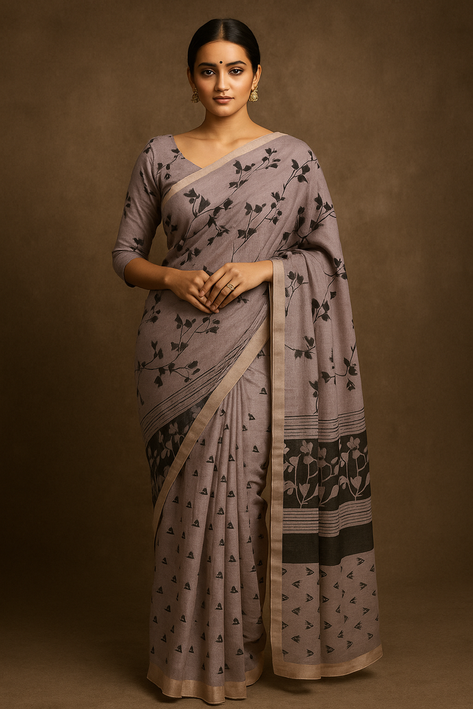 Semi Tussar printed saree
