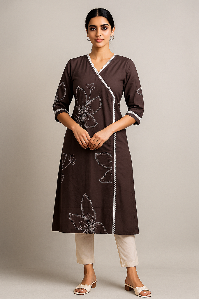 Angrakha Style Kurti with Jute Lace