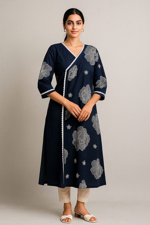 Angrakha Style Kurti with Jute Lace