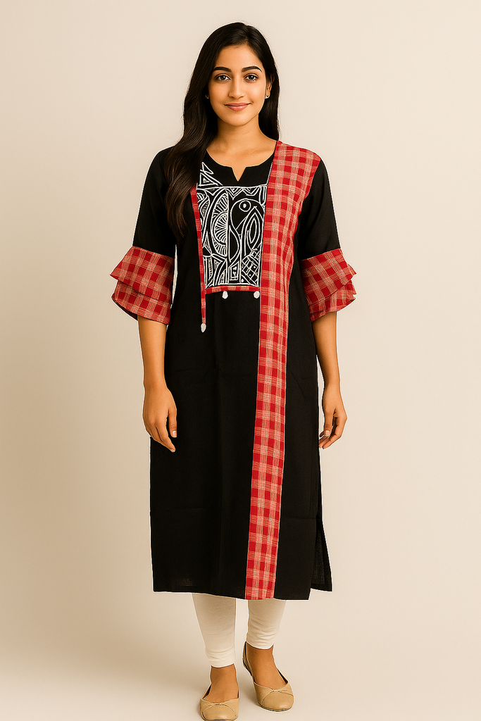 Cotton kurti with gamcha style