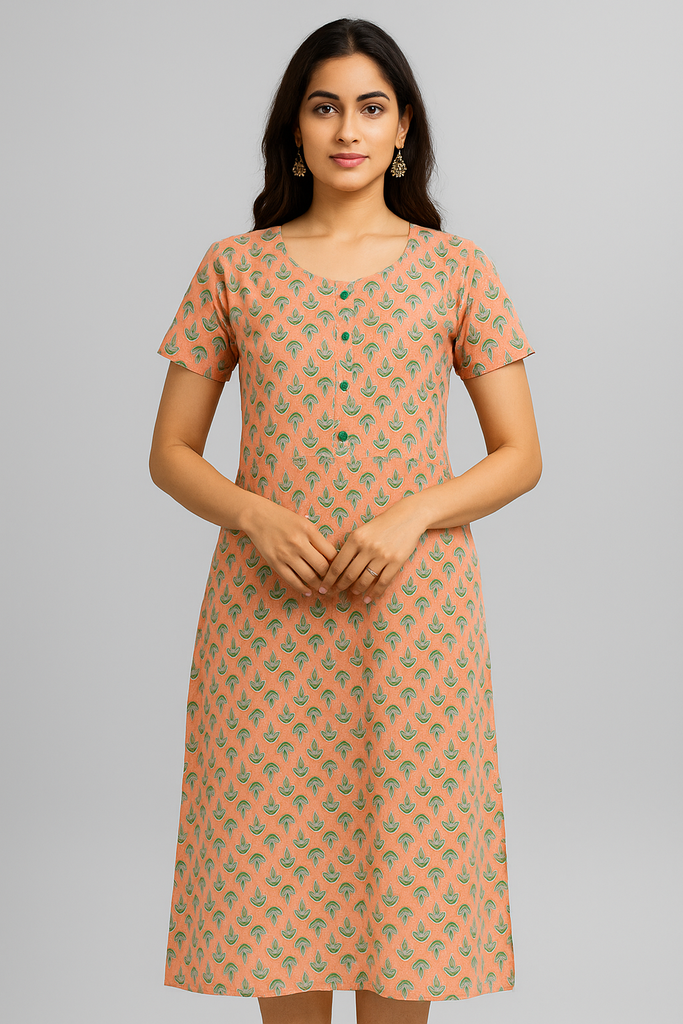 Pure Soft Cotton Peach Kurti
