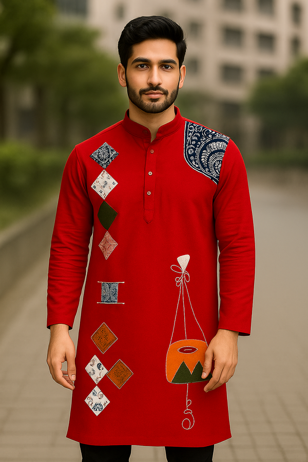 Kantha stitch cotton kurta