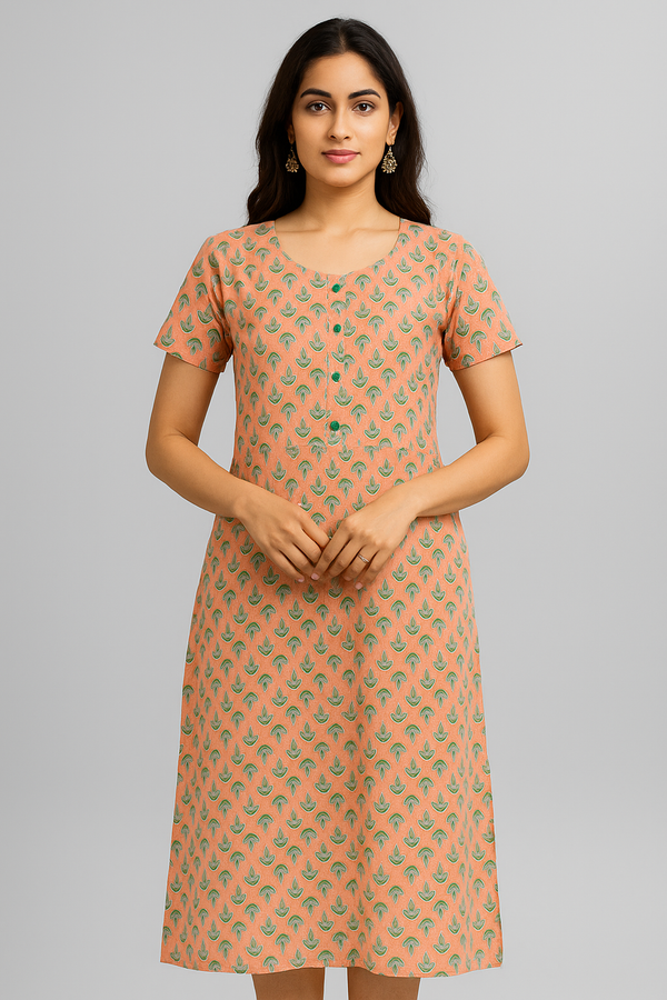 Pure Soft Cotton Peach Kurti