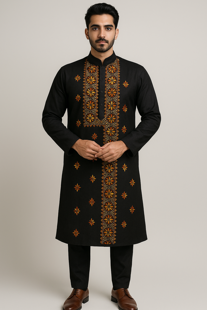 Kantha stitch cotton kurta