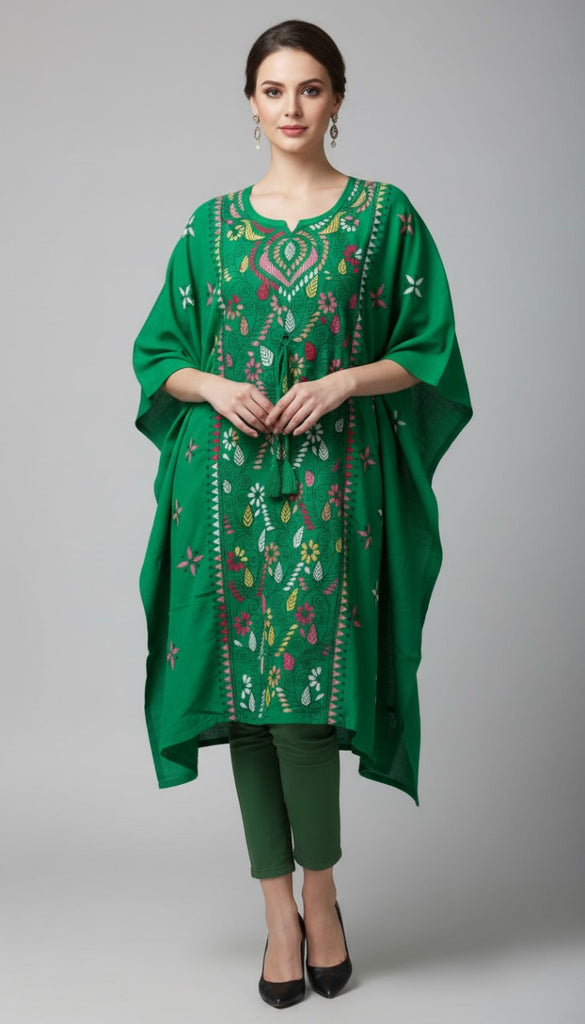 Kantha Stitch Kaftan Top – Free Size