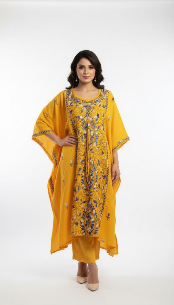 Kantha Stitch Kaftan Top – Free Size