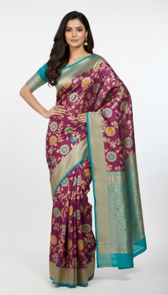 Semi Katan Benarasi Saree